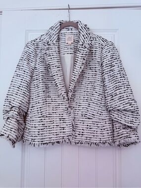cinq a sept le petit Khloe Fringed Tweed Cropped Blazer